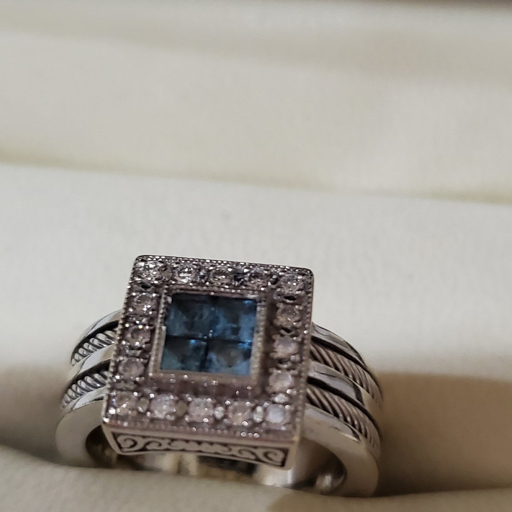 Charriol 18K Flamme Blanche Blue Topaz & Diamond